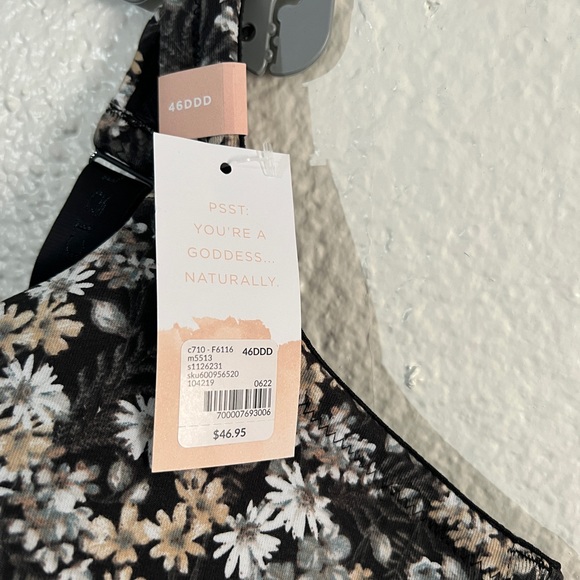Black floral Cacique bra. NWT. 46DDD. - Picture 2 of 3